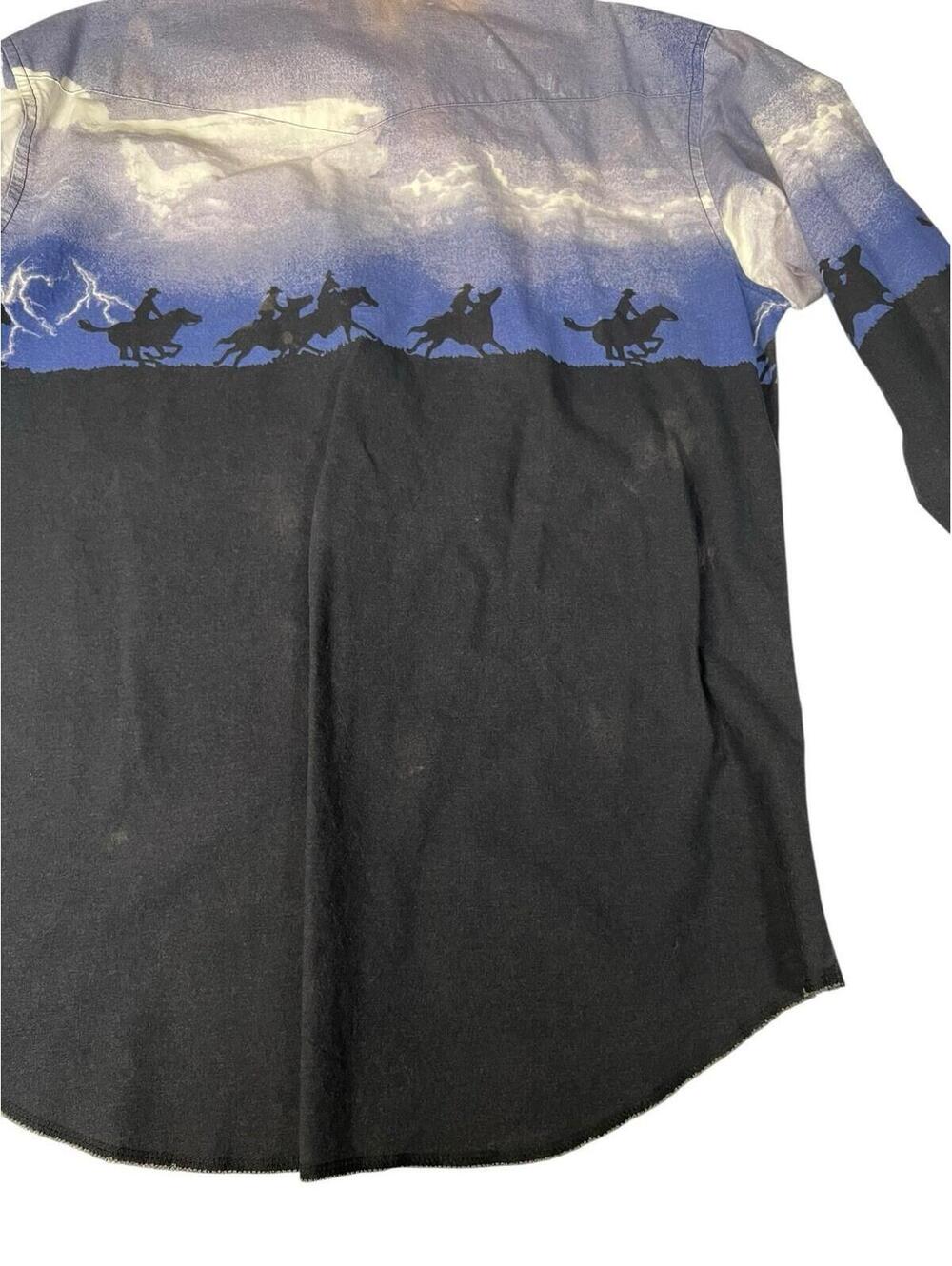 Vintage Wrangler Western Lightning Horse Pearl Snap Shirt Medium - Picture 5 of 9